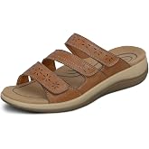Orthofeet Sahara Orthopedic Women Sandals | Three-Strap Adjustable &amp; Breathable, Open-Toe Slides with Arch Support, Ergonomic Cushioning, Wide Toe Box for Casual Outings