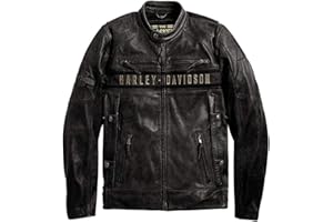 Men’s Retro H-D Harley Vintage Motorcycle Leather Jacket, Classic Biker Wear Cafe Racer Leather Jacket for Men