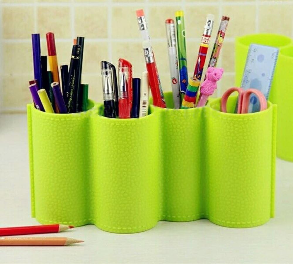 LAZYMARTS 4-Section Utensil Holder Plastic Storage Box for Cutlery Chopstick Toothbrush Holder Stand Drainer and Stationary Container Cosmetic Organizer - Set of 2 Pcs, Random Colour