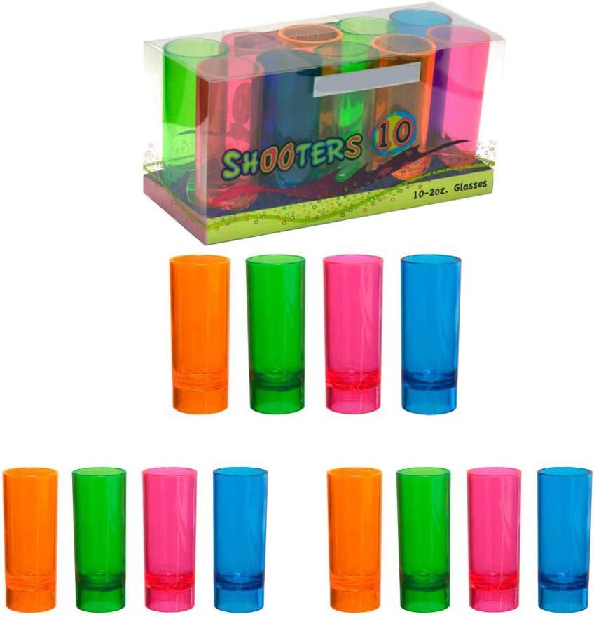 Premium Neon Color Shooter Shot Glasses 2 oz. tall