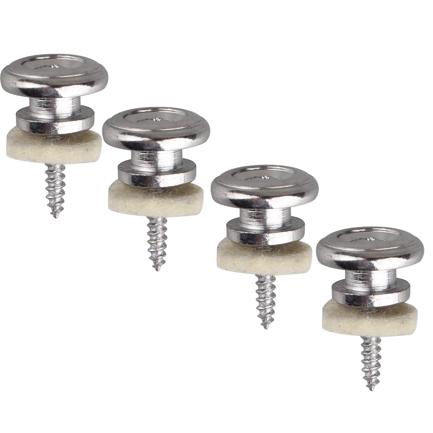 Futheda 4PCS Metal Guitar Strap Button Strap Locks End Pins for Acoustic Guitar/Electric Guitar/Bass/Classical Guitar/Ukulele including Screw and Felt in Chrome
