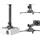 JOY worker Universal Projector Ceiling Mount, Adjustable Wall Mount Holder | 3-In-1 Projector Mount, Fits Flat or Sloped Ceiling, 360&deg; Rotating with Extendable Arms for Home Office Projector, Black