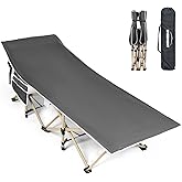 Overmont Portable Folding Camping Cot - 28” Extra Wide Tent Cots Load 550 LBS with Carry Bag - Double Layer 2400D Oxford Slee