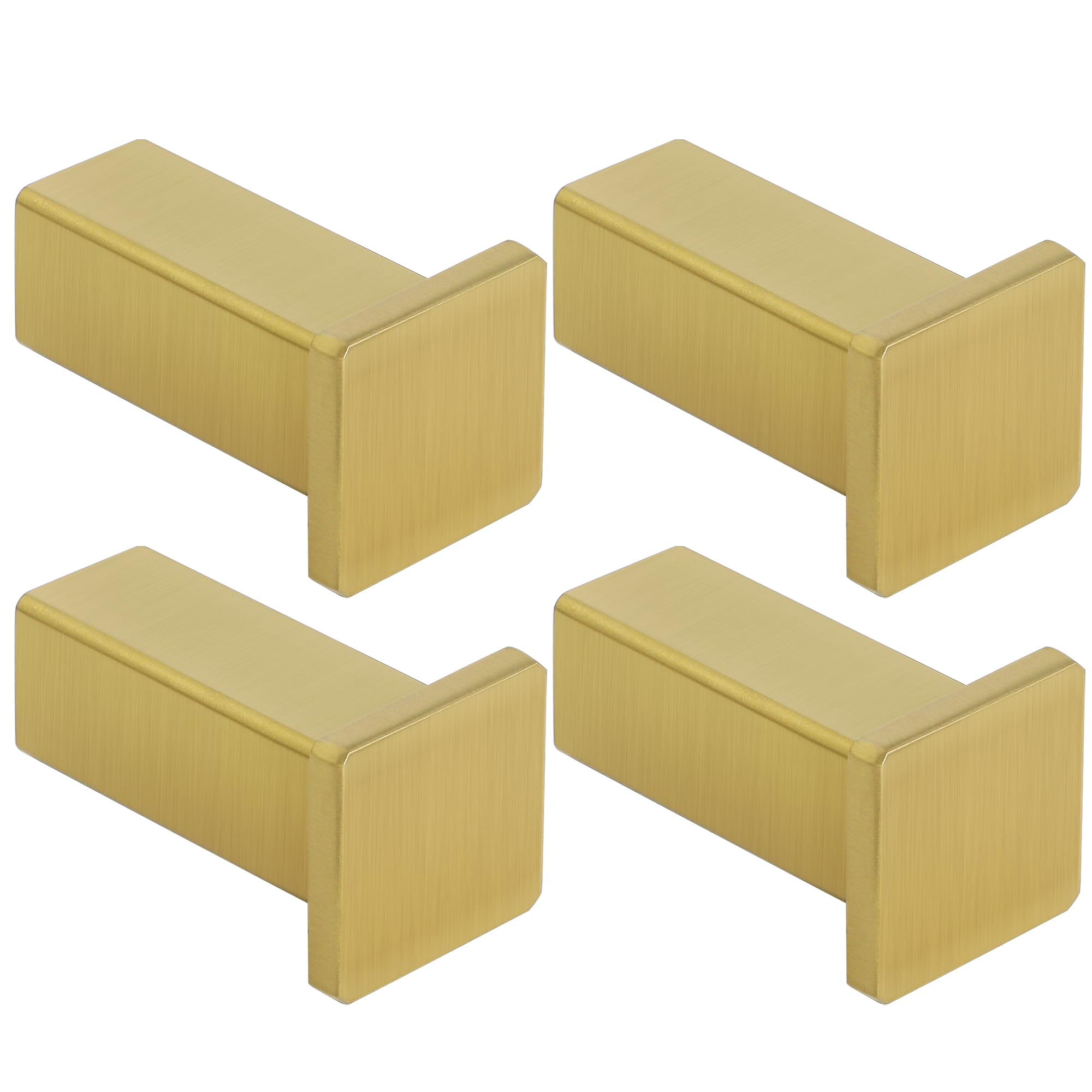 SAYAYO 4PCS Coat Hooks Wall Mounted Gold Door Hooks for Hanging Towels SUS304 Stainless Steel Wall Hook for Bathroom Heavy Duty Square Style