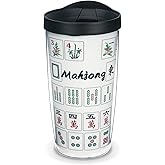 Egoldto Mah jongg Game Travel Mug Double Wall Insulated Tumbler, 16oz Reusable Plastic Cup with Lid Keeps Drinking Cold & Hot, BPA Free, Perfect for Parties, Birthday, Clear