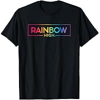 Amazon.com: Rainbow High Gradient Rainbow Text Logo T-Shirt