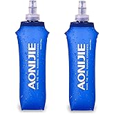 AONIJIE 2 Pack Soft Water Bottle, TPU Collapsible Flask Foldable Bottles for Hydration Pack, BPA-Free, for Running Hiking Cycling Climbing (2 Pcs - 500ml)