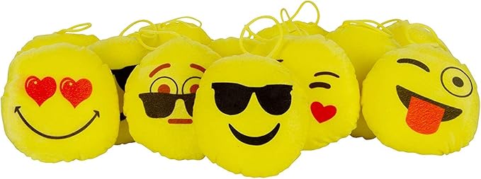 Jassi Toys Soft Fiber Stuff Small Smiley Character Toys (Yellow) - Pack of 12 Piece