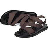 MOGU MAOMAO Men's flat beach sandals, adjustable dual ankle straps, slip-on design, anti-slip material, soft sandals.