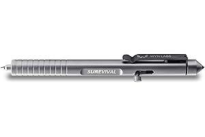 WYN LABS Surevival Pen Tactical Survival Pen with Seatbelt Cutter, Tungsten Window Breaker, Telescoping Tip, Bolt-Action Mechanism (Silver)