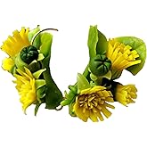 Yellow dandelion earrings handmade nature floral jewelry, unique flower earrings botanical