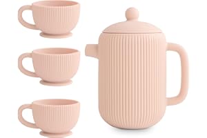 mushie Silicone Baby Tea Play Set | 4 Pieces Kitchen Play Toys for Toddlers 10 Months+ (Blush)