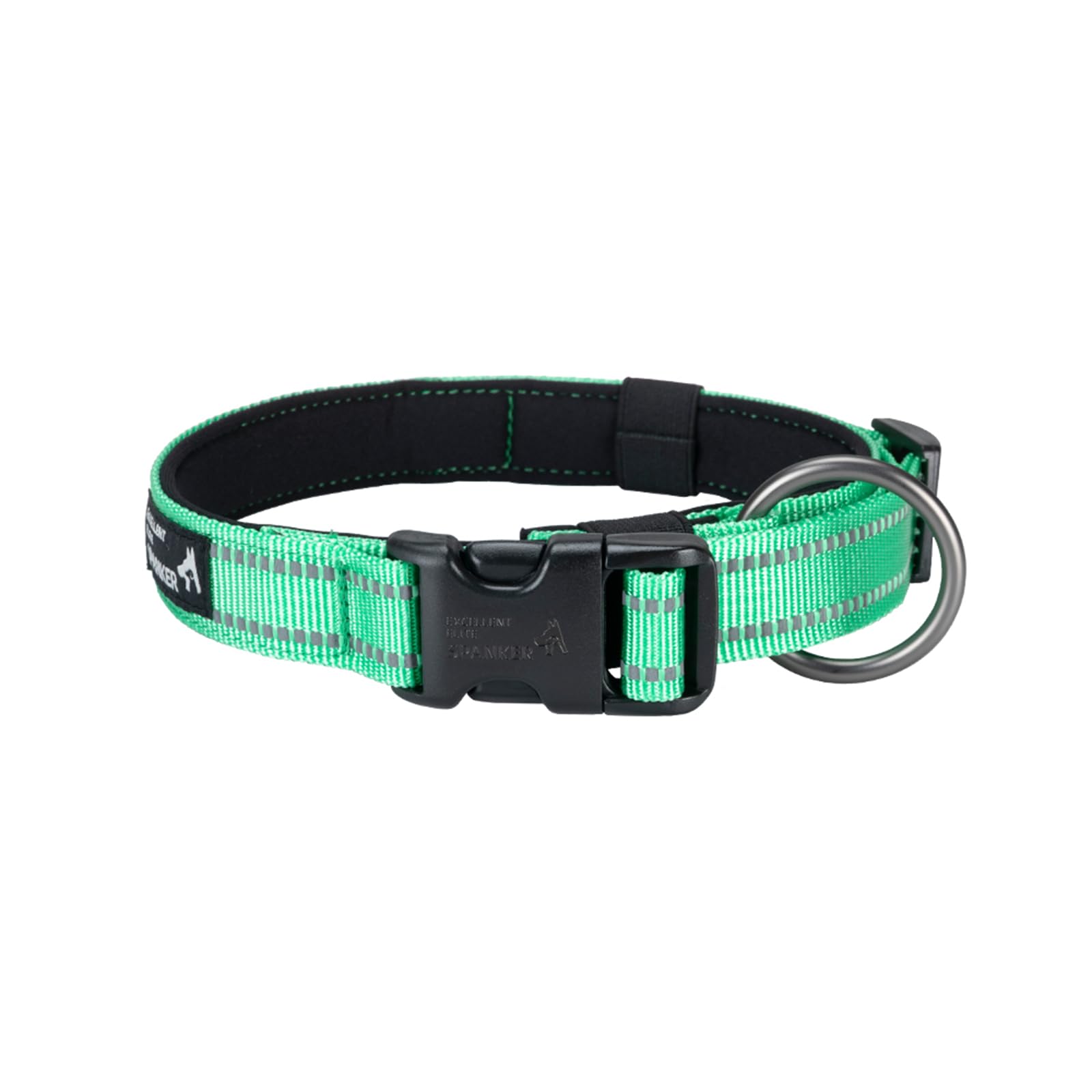 EXCELLENT ELITE SPANKER Reflective Dog Collar Classic Soft Padded Breathable Nylon Adjustable Pet Collar with Quick Release Buckle for Boy Girl Male Female Puppies Small Medium Large Dogs(S-GRN)