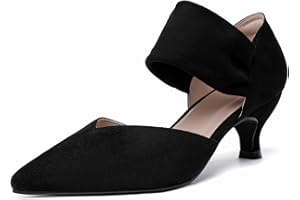 RIBONGZ Kitten Heels for Women Closed Toe Comfortable Low Heels Pointed Toe Sexy Slip on Pumps Bridal Party Dressy Shoes