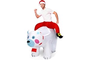 VioraWhite Inflatable Christmas Costume for Adult Xmas Ride on Inflatables Funny Blow up Character Costumes Men Women Cosplay