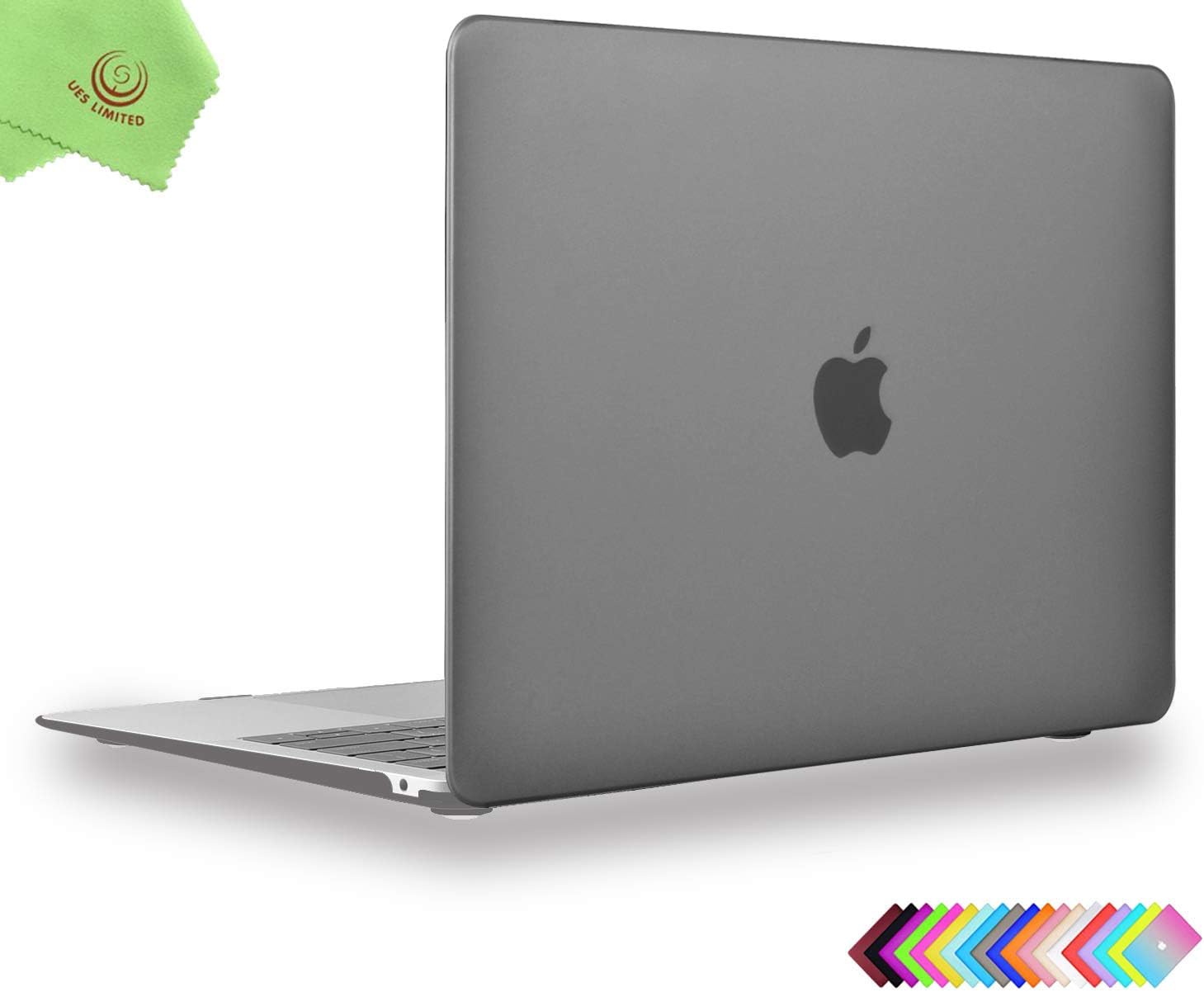 UESWILL Smooth Matte Hard Shell Case Cover for 2018 2019 MacBook Air 13 inch Retina Display & Touch ID & USB-C (Model A1932) + Microfibre Cleaning Cloth, Gray