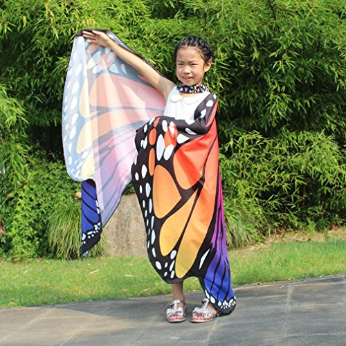 Monarch Butterfly Wings,Kemilove Prop Soft Fabric Butterfly Wings Shawl Fairy Ladies Nymph Pixie Costume Accessory (Kid,136108CM, Hot pink) - Thumbnail 6
