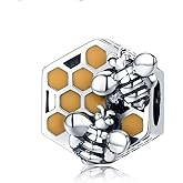 CHTLOR Bee Honeycomb Charm Beads 925 Sterling Silver Beads Fit for European Charm Bracelet
