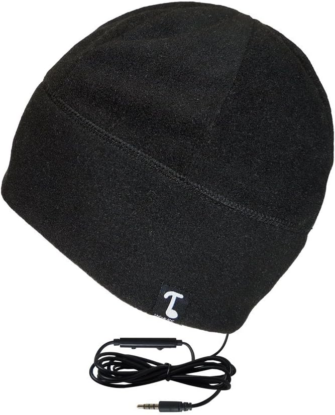 Tooks NextGen POLARCAP Fleece Headphone Beanie with Built-in Removable Headphones | New Inline Remote with Microphone, Volume Adjust and Music/Call Control | Color: Black