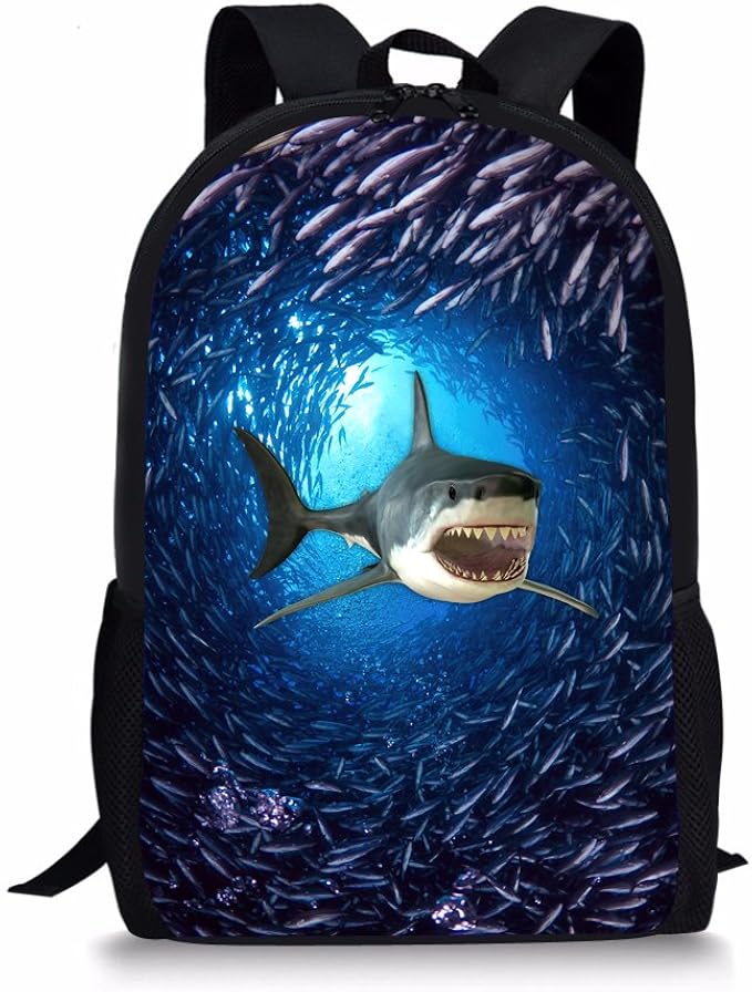 Showudesigns Blue Animal Shark Backpack for Primary Boys Girls Ocean
