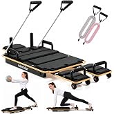 Winrolar Wooden Pilates Reformer Machine, Pilates Board with Ball &amp; Bands