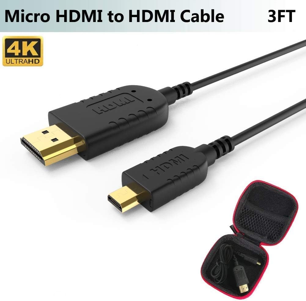 FOINNEX Ultra Thin Flexible Micro HDMI to HDMI Cable 1M for Gimbal, Hero 7 Black,Canon Camera,Stabilizer,4K Extreme Slim World's Thinnest Micro HDMI Cord/Lead,Supports 3D,Ethernet,ARC,HDR