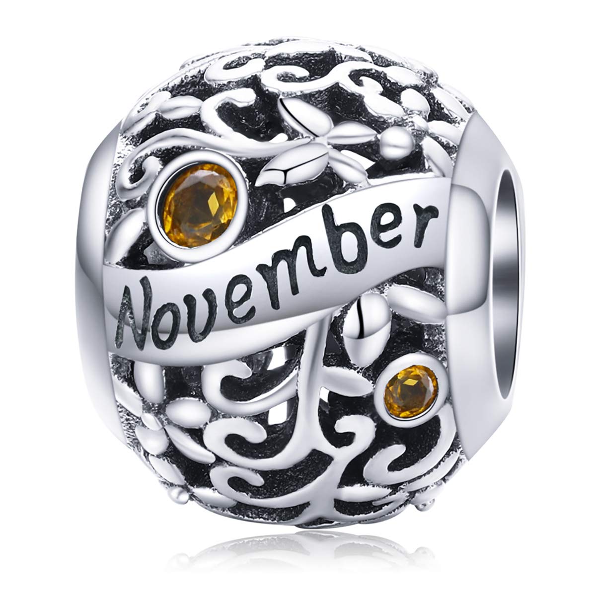 Lorrifal November 925 Sterling Silver Original Birthstone Charms fit Pandora Bracelets Necklace Perfect Jewelry Birthday Loved Beads Gift for Women Mom Daughter