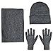 Vbiger Winter Warm Knit Hat + Scarf + Touch Screen Gloves ,Unisex 3 Pieces Knitted Set for Men Women (Grey) One Size