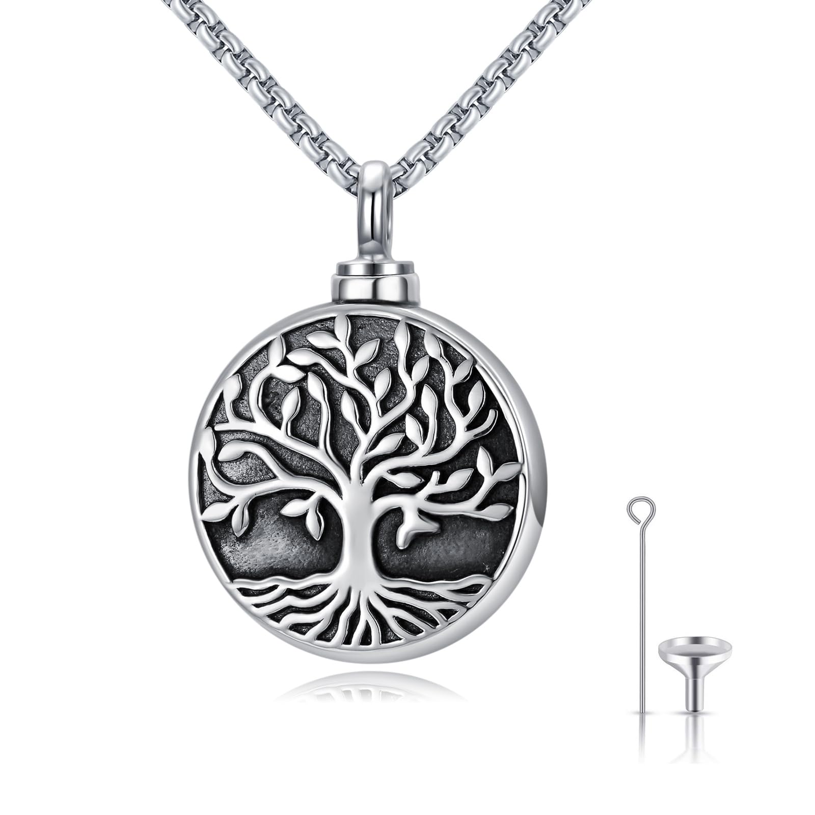 TRISHULA Urn Necklace for Ashes Sterling Silver Tree of Life Urn Ash Necklace Cremation Keepsake Memorial Jewelry Gifts for Women Men Cats Dogs Pets