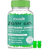 ESUNM Nicotinamide Riboside Gummies, Liposomal Riboside Supplement with Resveratrol, Support Cellular Health, Stamina & Healthy Aging, Longevity, Energy, Focus – Non GMO – Vegan - 60 Count