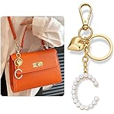 LILIE&WHITE Gold Keychains For Women With Imitation Pearl Letter Purse Charms Gold Bag Charms, Bk22430c, Medium