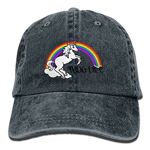 Men's Unicorn Thug Life Retro Cotton Baseball Cap Washed Denim Hat