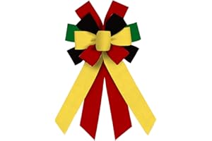 Threetols Large Juneteenth Bows for Wreath, Kwanzaa Wreath Bows Black History Month Bows for Front Door, Red Yellow Green Ornament Burple Tree Bows for African American Holiday Indoor Outdoor Decor