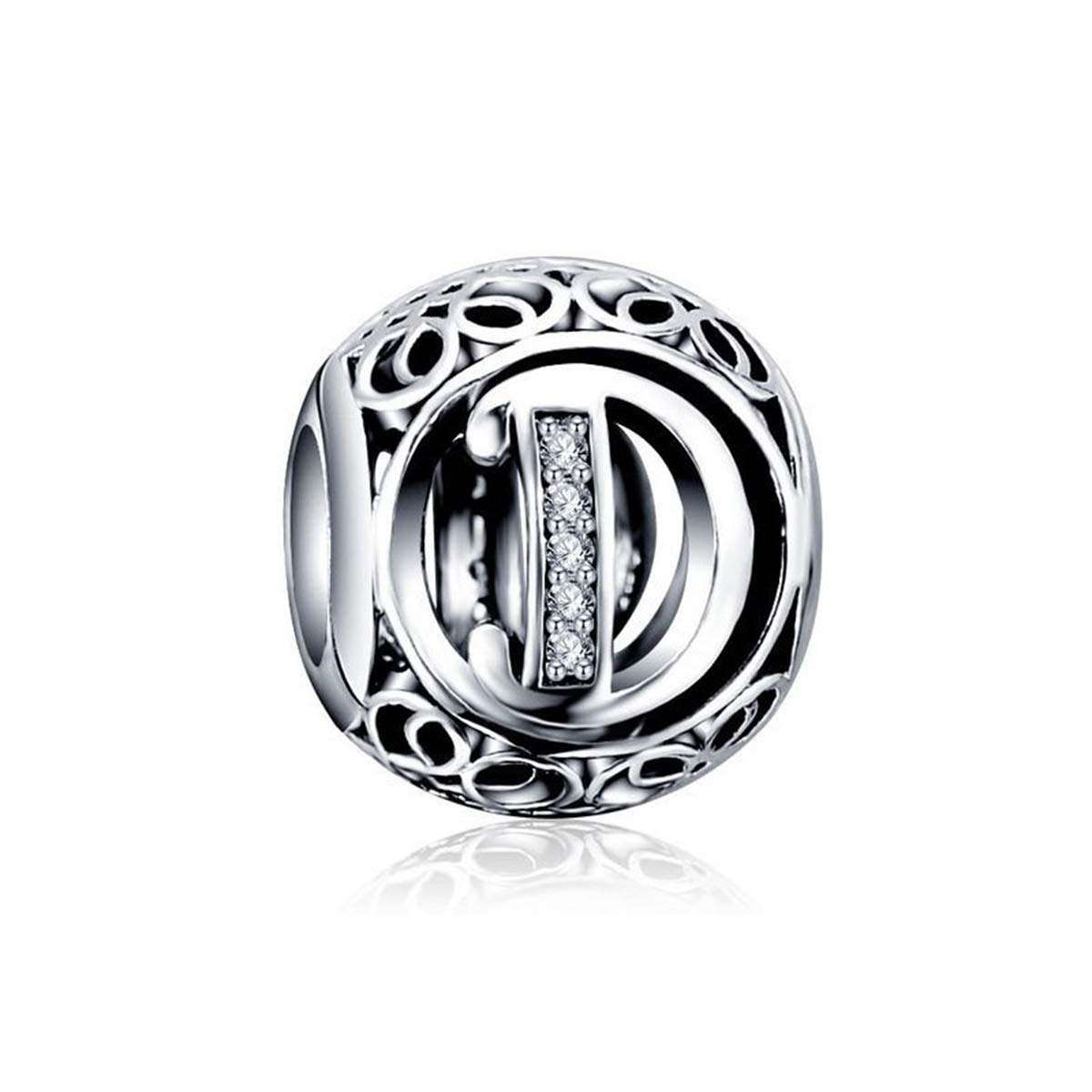 Alphabet Letter Charms for Women European Bracelets,Genuine 925 Sterling Silver Alphabet Beads Initial Letter A-Z Charms Birthday Christmas Gift Jewellery (Letter D Charm)