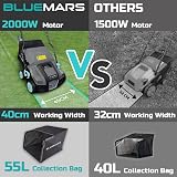 Bluemars 2000W Lawn Scarifier and Aerator 40cm 55L Fold Handle 10m Cable view 3
