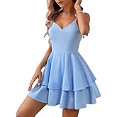 Vimagcal Women's Sexy Backless Halter Dress with Adjustable Bow - Summer V-Neck Mini Dress for Parties