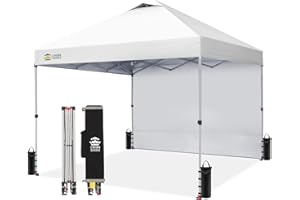 Crown Shades 10x10 Pop Up Canopy with 1 Side Wall-Canopy Tent with One Push Setup-Outdoor Pop Up Tent for Events, Parties, Ca