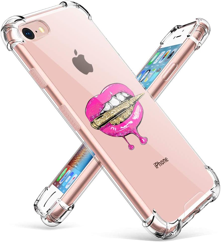 Amazon Com Sokad Iphone 6s Plus Case Iphone 6 Plus Case Pink Lips Pattern Clear Hard Pc Tpu Bumper Transparent Protective Shockproof Case For Iphone 6s Plus 6 Plus 5 5 Inch