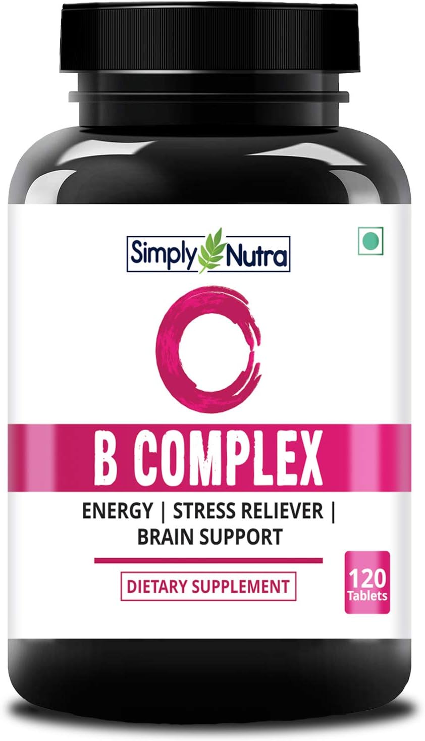 Simply Nutra Vitamin B Complex Vitamins B12, B1, B2, B3, B5, B6, B7, B9, Methylcobalamin, Folate, Biotin - Boost Energy, Mental Power & Metabolism - 120 Veg Capsules