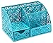 EasyPAG Office Desk Organizer 5 Compartments Desktop Accessories Caddy with Drawer (Dark Teal)