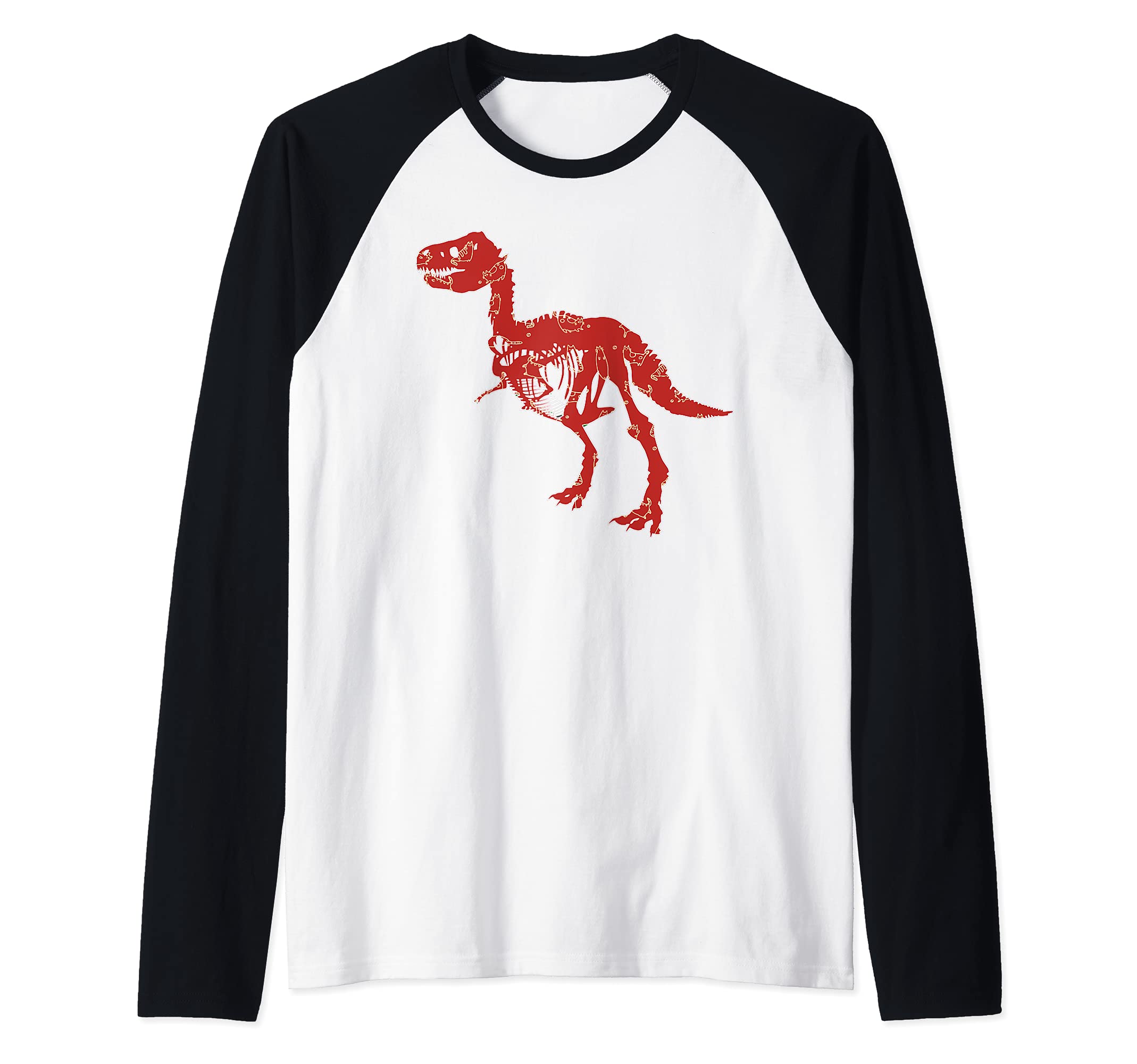 Tyrannosaurus Rex Animal T-Rex Creepy Dinosaur Raglan Baseball Tee