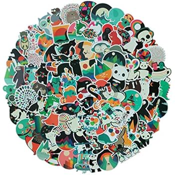 100PCS Cute Color Cartoon Animal Decal Stickers for Laptop and Water Bottles,Waterproof Durable Trendy Vinyl Laptop Decal Stickers Pack for Teens, Water Bottles, Computer, Travel Case (Animal World)