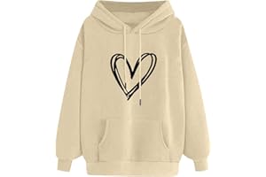 WIYUQEEN Cute Hoodies for Women Teen Girls Heart Graphic Sweatshirt Oversized Y2K Fashion Pullover Pocket Hooded Fall Tops