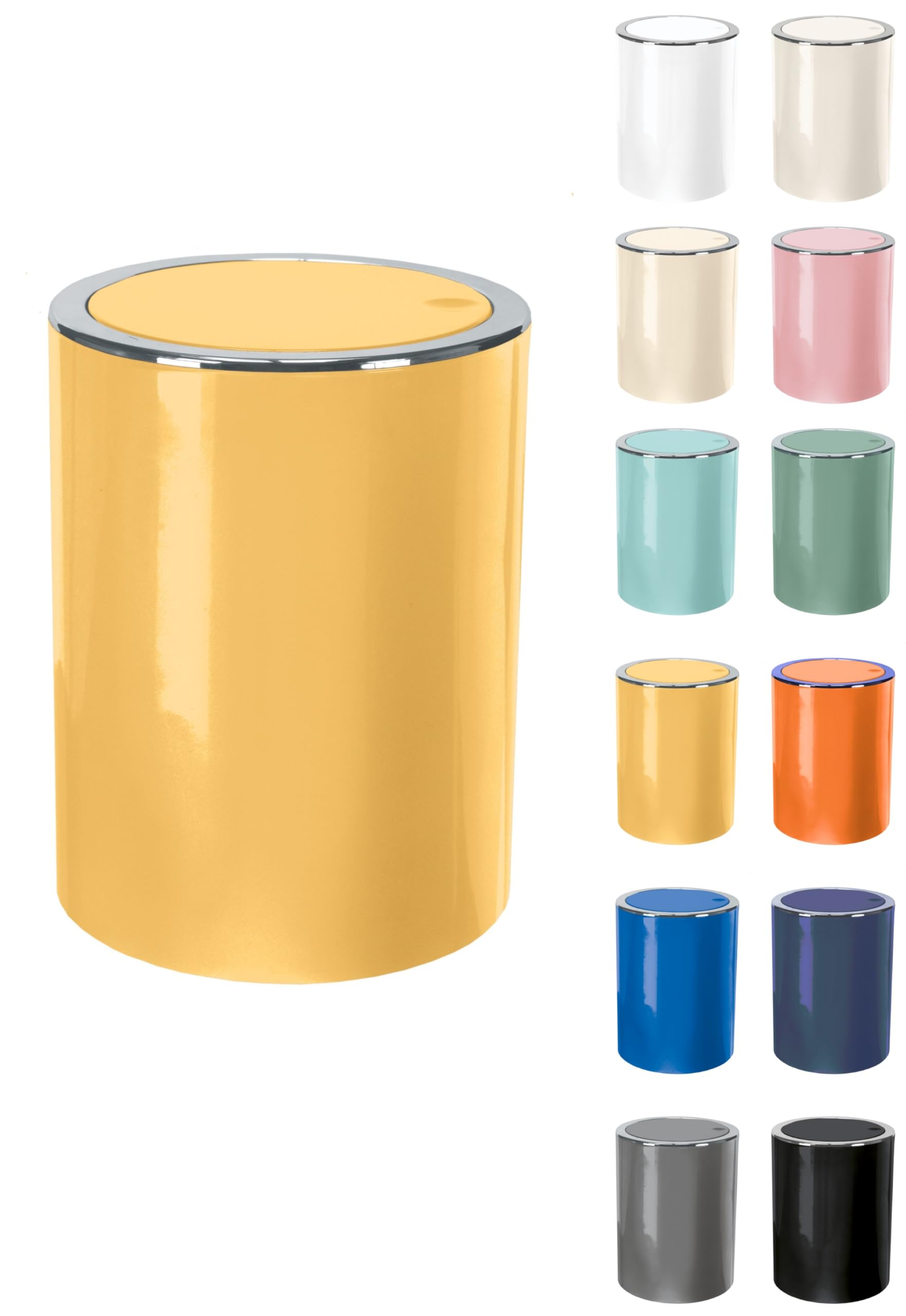 KW "Clappe" 5Ltr Plastic Swing Bathroom /Kitchen /Small Waste /Office Bin (Yellow)