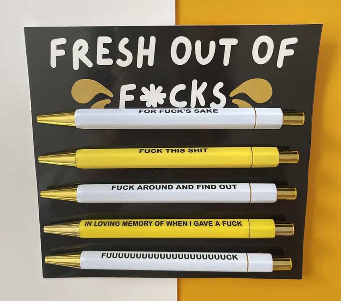 Funny Pens Set | Rude Cheeky Novelty Witty Office Stationary | Secret Santa | Swear Pen Fun Pens Set | Ballpoint Pens | Supplies | Appreciation Gift | Stocking filler | Joke Funny Gift |