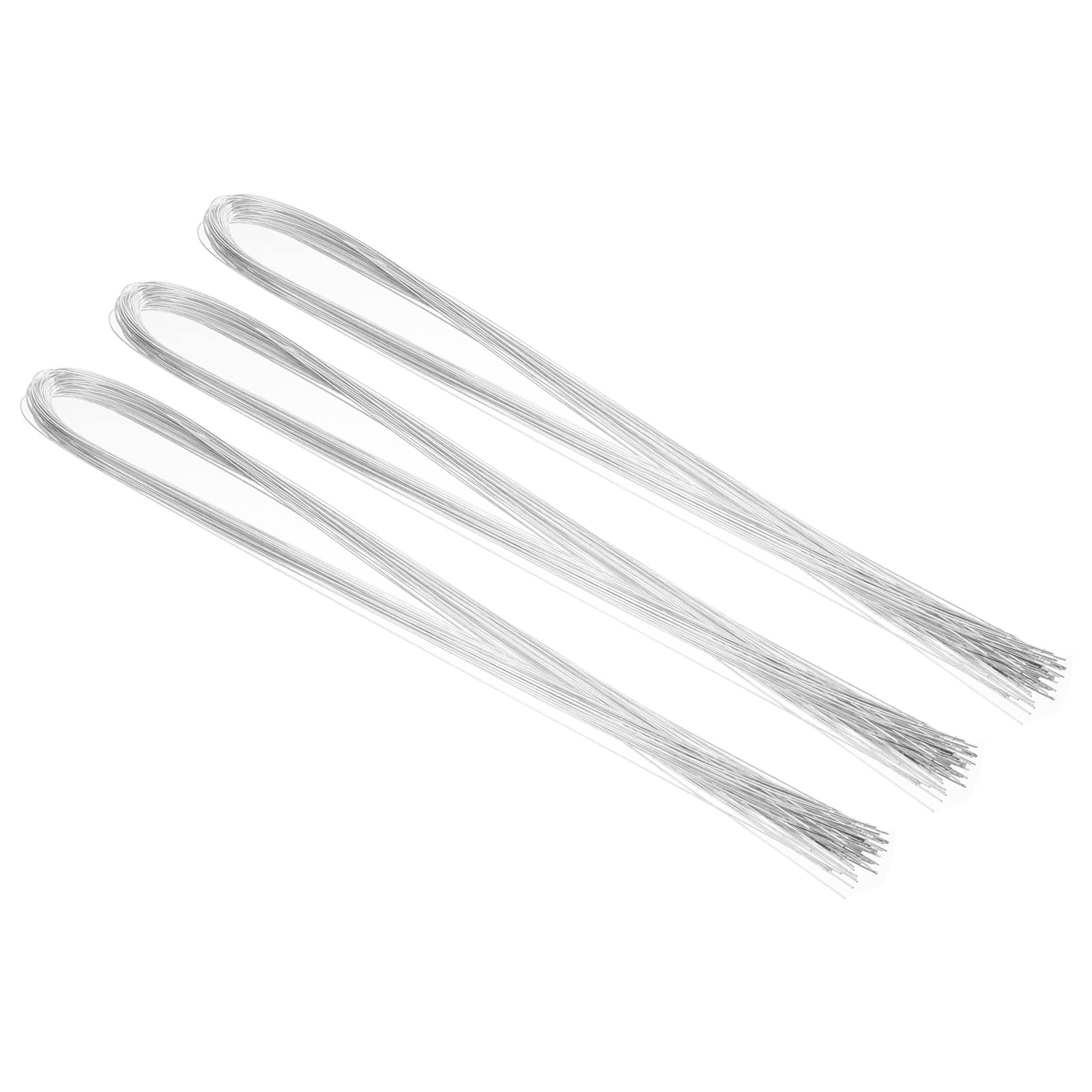 PATIKIL 32 Inch 24 Gauge Floral Stem Wire, 3 Pack/120 Pieces Bouquet Stem Paper Wrapped for DIY Crafts Flower Arrangements, Silver Tone