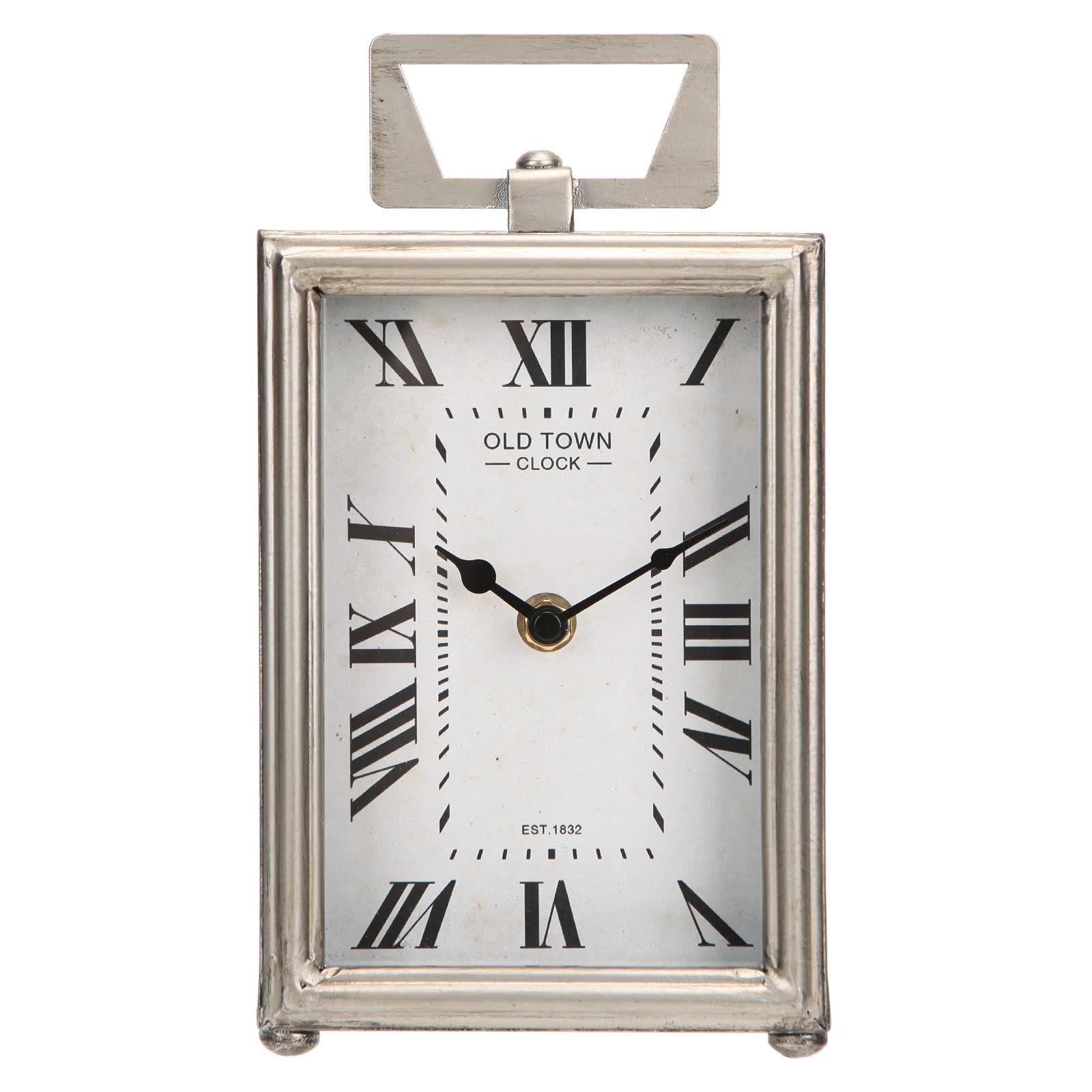 Photo 1 of NIKKY HOME Metal Table Clock, Retro Silver Table Clock Non-Ticking, Vintage Desk Clock HD Glass Battery Operated Quartz Movement for Bedroom Living Room Indoor Decoration
