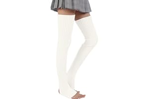 Leg Warmer, Women Extra Long Thigh High Cable Knit Crochet Tall Socks, Non-Slip Stirrup Sock for Yoga Ballet Dance