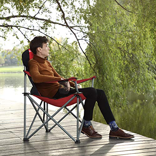 SONGMICS Campingstoel, inklapbaar, klapstoel, comfortabel met schuim beklede zitting, met flessenhouder, hoog belastbaar… - Image 3