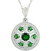 RIZILIA BLOSSOM Pendant with 18" Chain & Round Cut CZ [4 Colors available] in White Gold Plated, Simple Modern Elegant